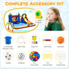 Inflatable water slide park with climbing wall, splash pool, and games, made of durable 420D oxford cloth for outdoor.