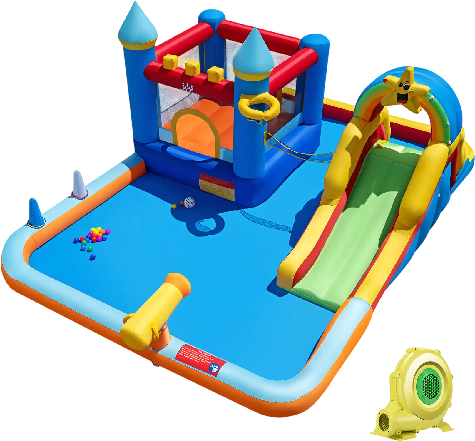 Costway Inflatable Water Slide Park Bouncy Castle Climbing Wall w/ 735W Blower 29732572 New