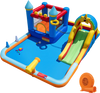 Inflatable Water Slide Park Bouncy Castle with Climbing Wall with 750W Blower