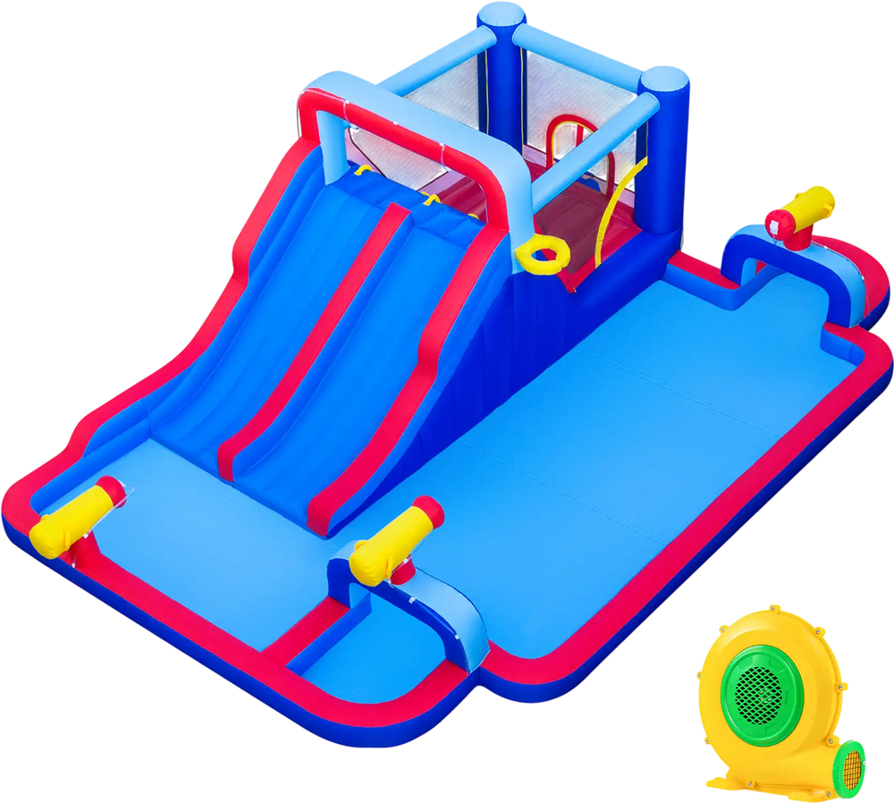 Inflatable Water Slide Park Giant Bounce House with Double Slides with 750W blower
