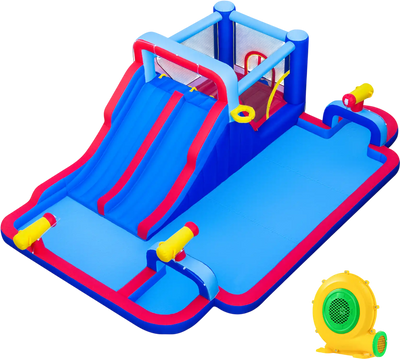 Costway Inflatable Water Slide Park Bounce House Double Slides 750W Blower 46772141 New