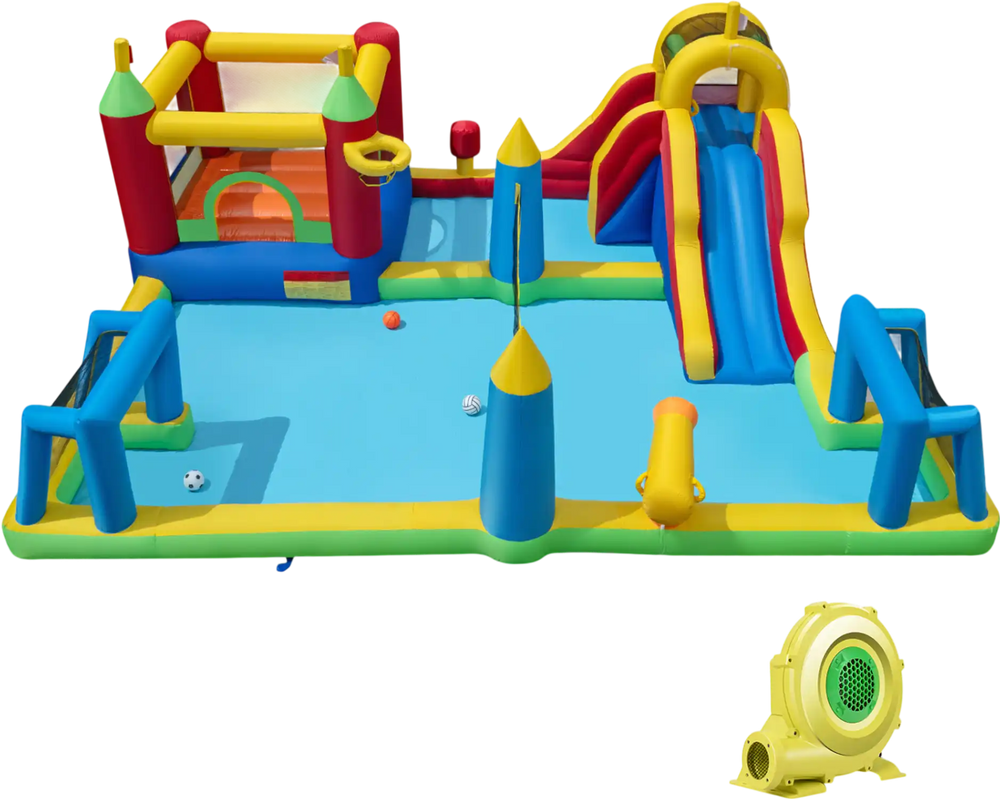 Inflatable Water Slide Bounce House 9-in-1 Jumping Castle with 735W Blower