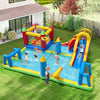 Colorful inflatable water slide bounce house with climbing, sliding, and jumping features for summer fun.