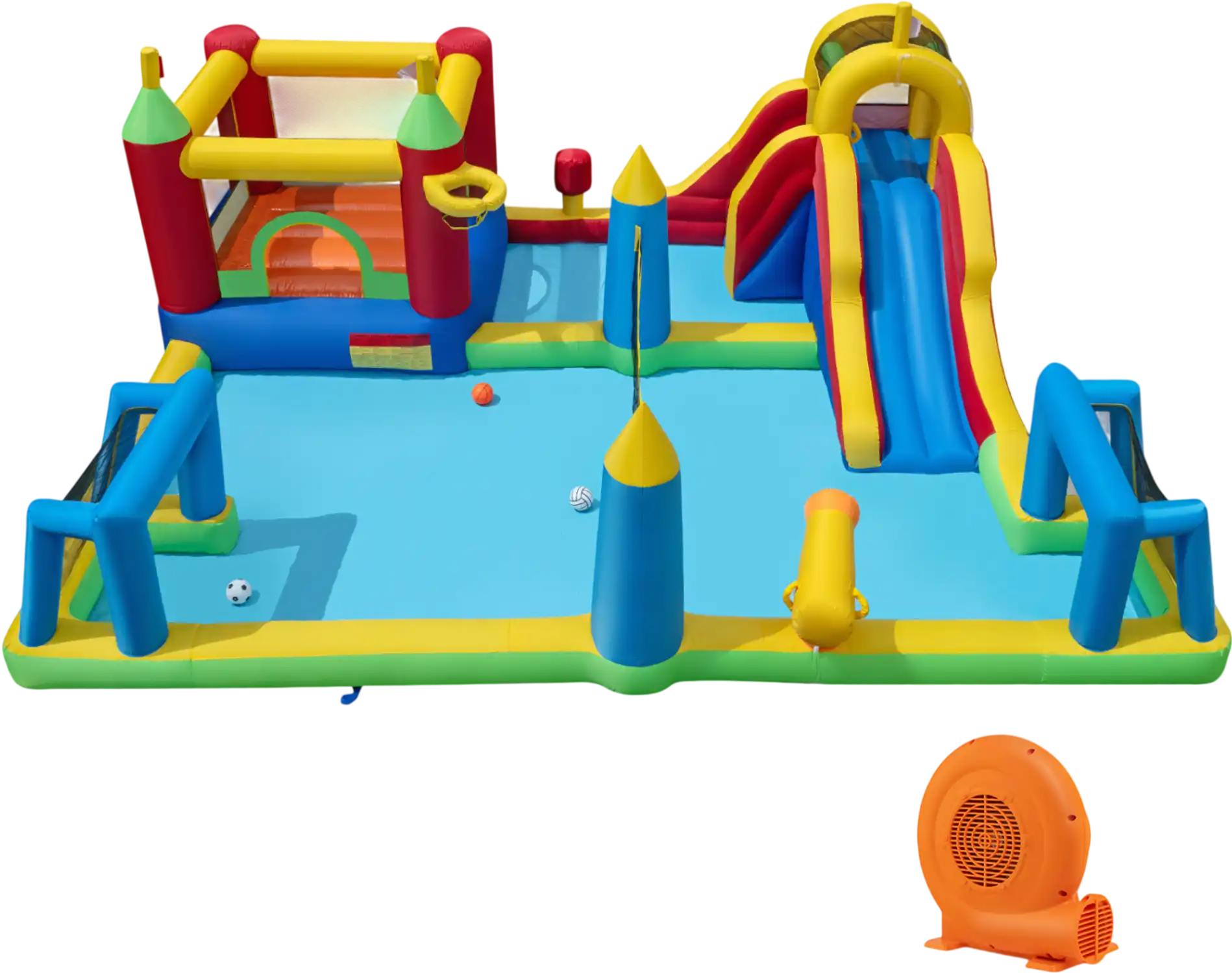Costway 9-in-1 Inflatable Water Slide Bounce House w/ 750W Blower 76365037 New