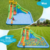 Inflatable water slide for kids showcases vibrant double slides and splash pool, perfect for summer backyard activities.