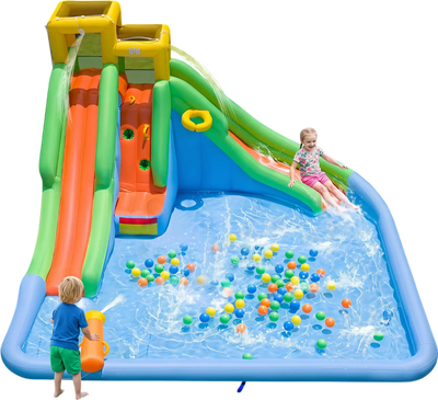 Costway Inflatable Water Slide Kids Double Slides Splash Pool Water Cannon Basketball Hoop 39713046 New