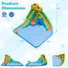 Inflatable water slide for kids featuring double slides, splash pool, water cannon, and basketball hoop for backyard fun.
