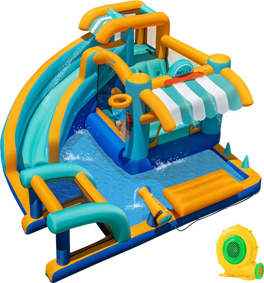 Inflatable Water Slide Bounce House Kids Jump Castle with 680W Blower