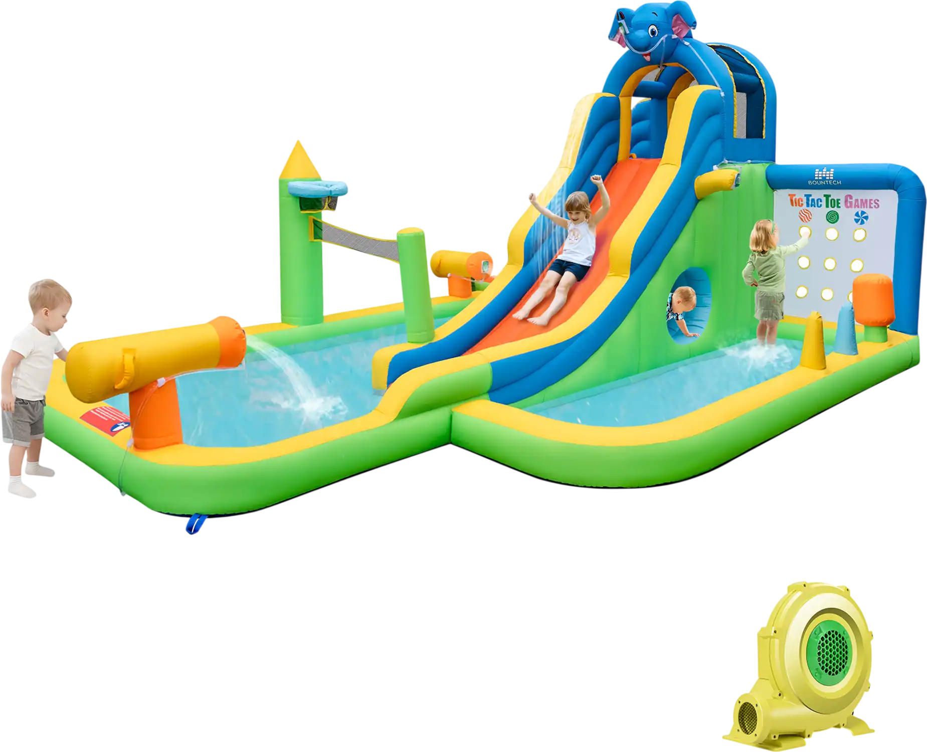Costway 9-In-1 Inflatable Water Slide Kids Backyard Water Park w/ 735W Blower 25873961 New