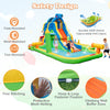 Inflatable water slide with durable Oxford fabric, protective mesh netting, and climbing wall for backyard fun.