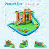 Inflatable water slide park measuring 169.5" x 148" x 81", featuring slides, trampoline, and splash pool for kids' fun.