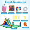 Carrying bag and accessories for the Inflatable Water Slide Park, including repair kit, water hose, and ground stakes.