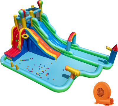 Costway Inflatable Water Slide Park Giant Bounce House w/ 750W Blower 915483627 New