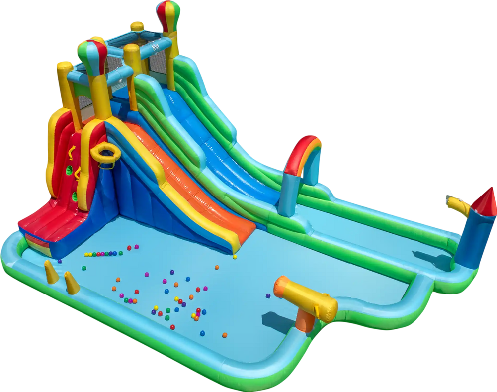 Inflatable Water Slide Park Giant Bounce House with Double Long Slides