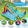 Giant inflatable water slide park with double long slides, splash pool, and climbing wall for summer fun in the.