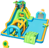 Inflatable Water Slide Tropical Theme Dual Slide Aqua Park with 680W Blower