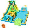 Inflatable Water Slide Tropical Theme Dual Slide Aqua Park with 750W Blower