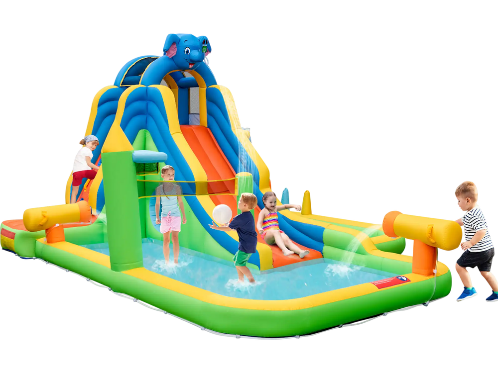 Inflatable Water Slide with Splash Pool and Climbing Wall for Oudoor Indoor without Blower