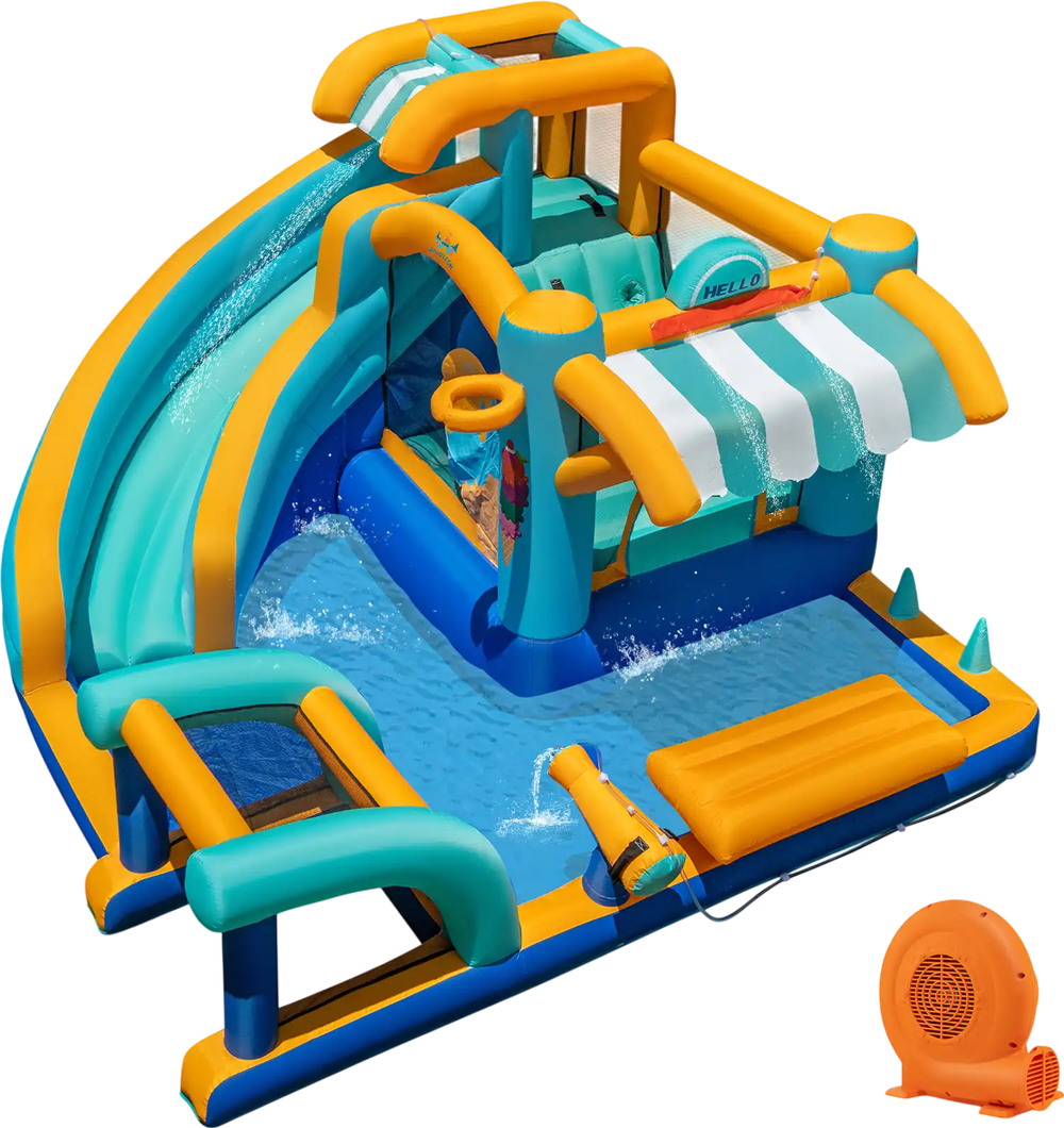 Inflatable Water Slide Bounce House Kids Jump Castle with 750W Blower