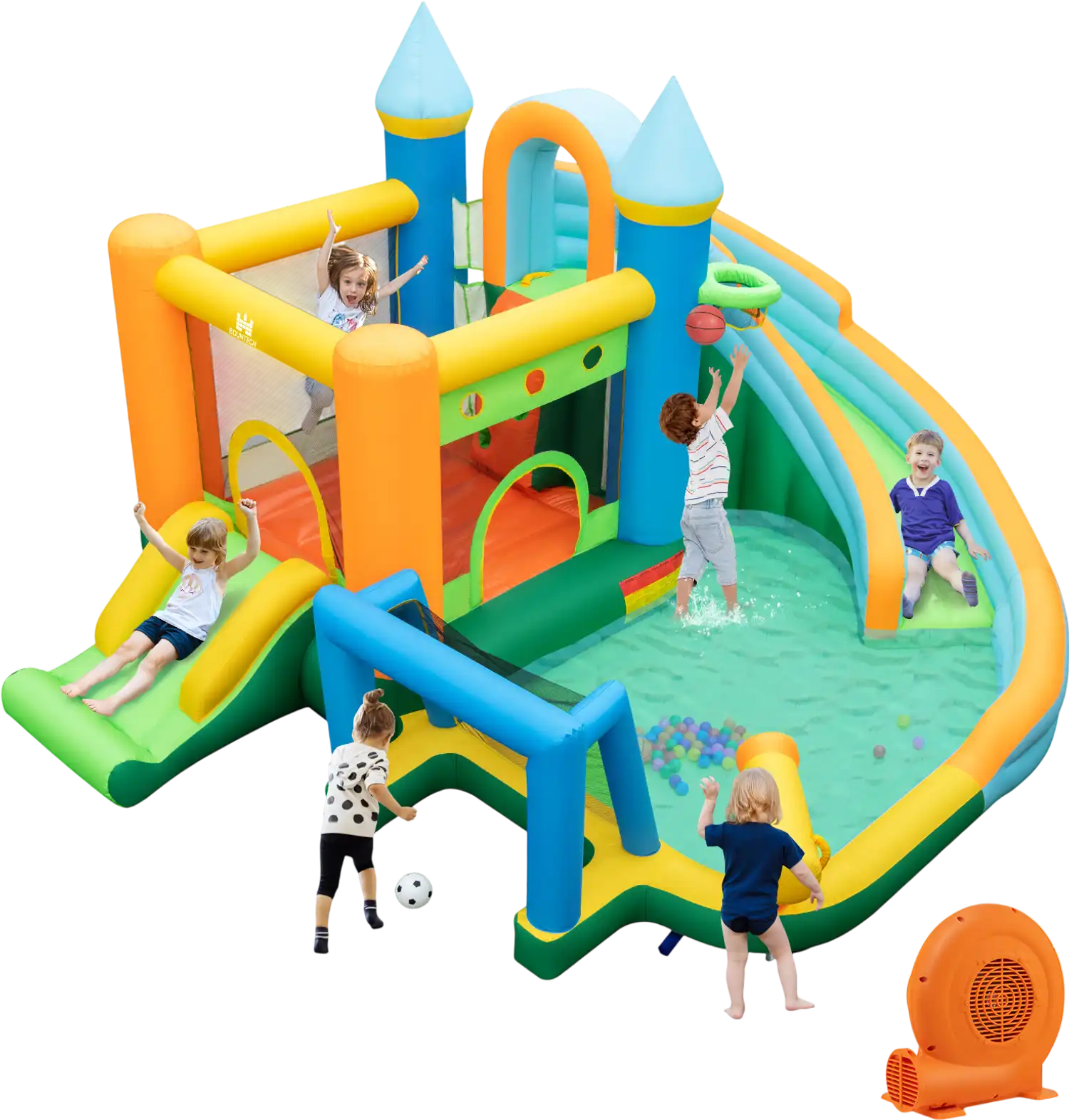 Costway Inflatable Water Slide Bounce House Dual Slides Splash Pool w/ 680W Blower 42617895 New