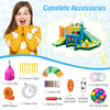 Inflatable water slide with dual slides, splash pool, and 680W blower, perfect for summer fun and outdoor play.