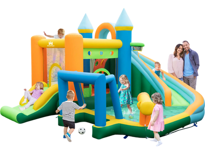 Costway Inflatable Water Slide Bounce House Dual Slides Splash Pool w/ 735W Blower 75148629 New