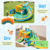 Inflatable water slide with dual slides, splash pool, and colorful accessories for outdoor summer fun and indoor play.