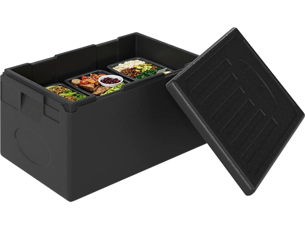 Insulated Food Pan Carrier 49 Qt Top Load Stackable Hot Box with Built-in Handles