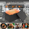 Insulated food pan carrier with 49-quart capacity, built-in handles, ideal for catering and outdoor events.