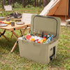 Insulated Portable Cooler Hard Shell Ice Chest with 2 Cup Holders Bottle Opener and Drain Plug-Sand Color - Gallery View 1 of 11