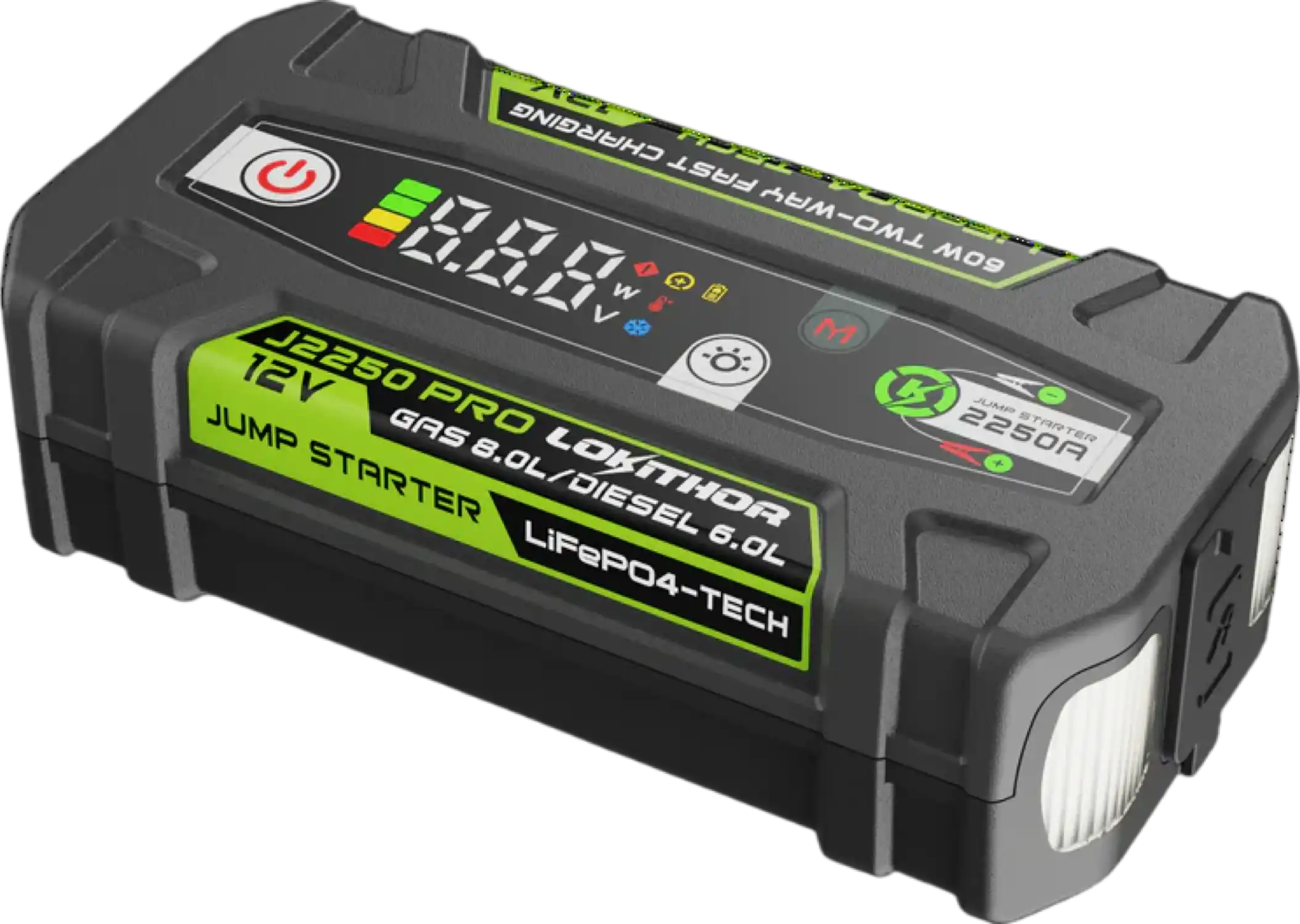 Lokithor J2250 PRO Jump Starter 12V 2250A with LiFePO4 Safety Battery New