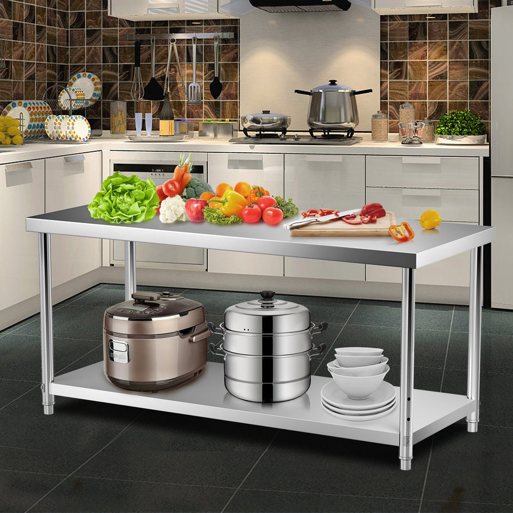 Vevor Prep Table 72" x 30" x 34" Stainless Steel 550 lbs. Capacity with Adjustable Undershelf New