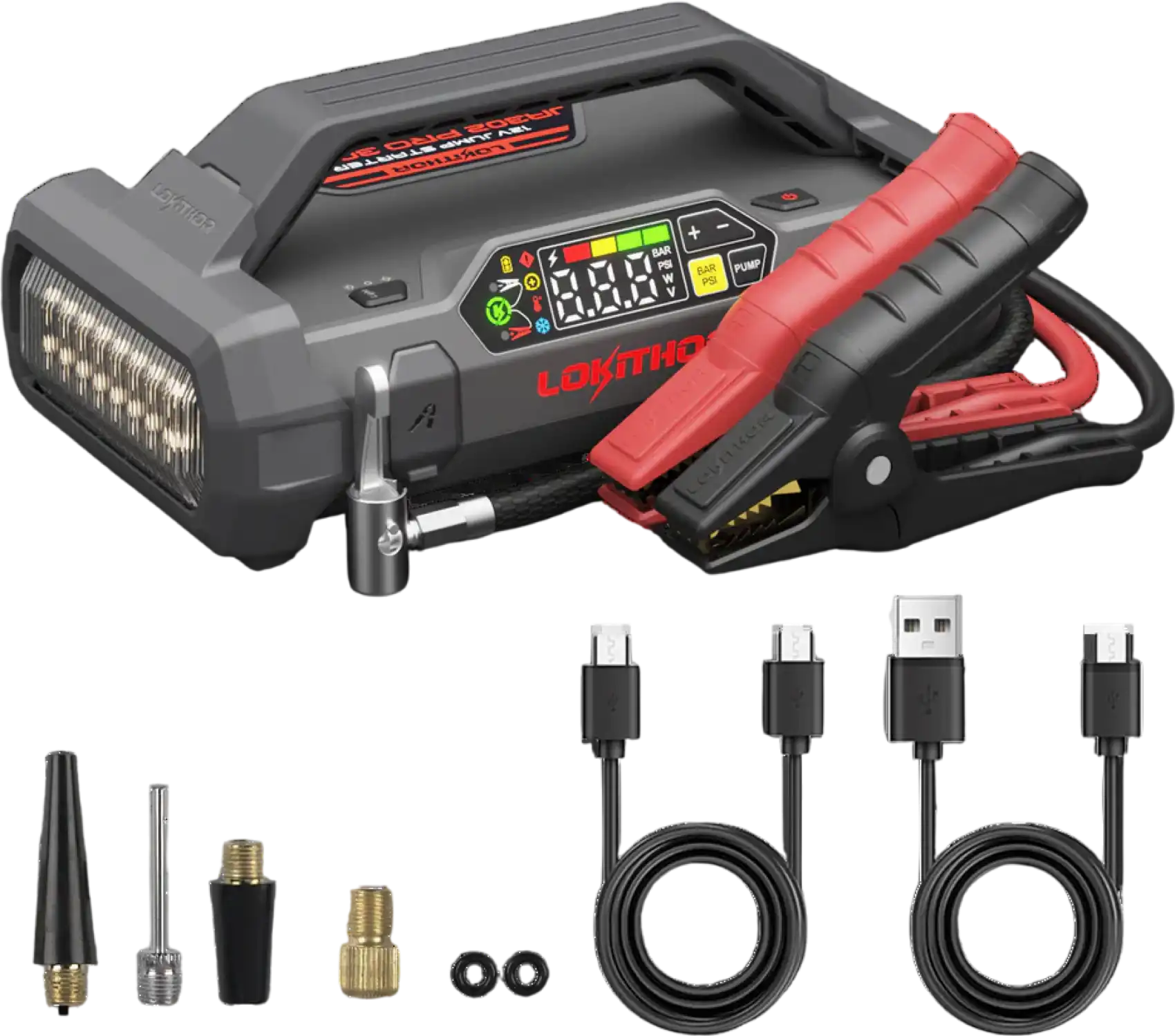 Lokithor JA301 PRO Jump Starter 12V 2500A with Air Compressor LiFePO4 Battery New