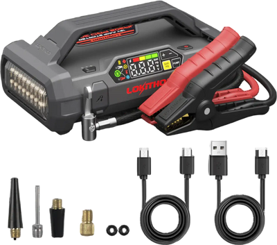 Lokithor JA301 PRO Jump Starter 12V 2500A with Air Compressor LiFePO4 Battery New