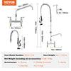 Vevor Pre Rinse Faucet 44" Commercial Deck Mount 12" Swing Spout 8" Center Pull Down Spray Head Brass New