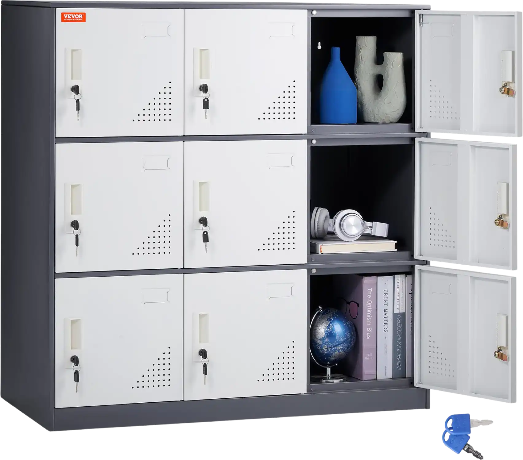 Vevor Metal Locker 9-Door Employee Storage Cabinet 540 Lbs. Capacity with Keys New