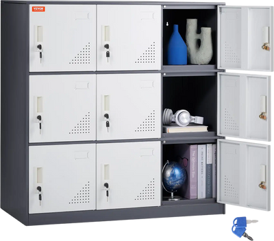 Vevor Metal Locker 9-Door Employee Storage Cabinet 540 Lbs. Capacity with Keys New