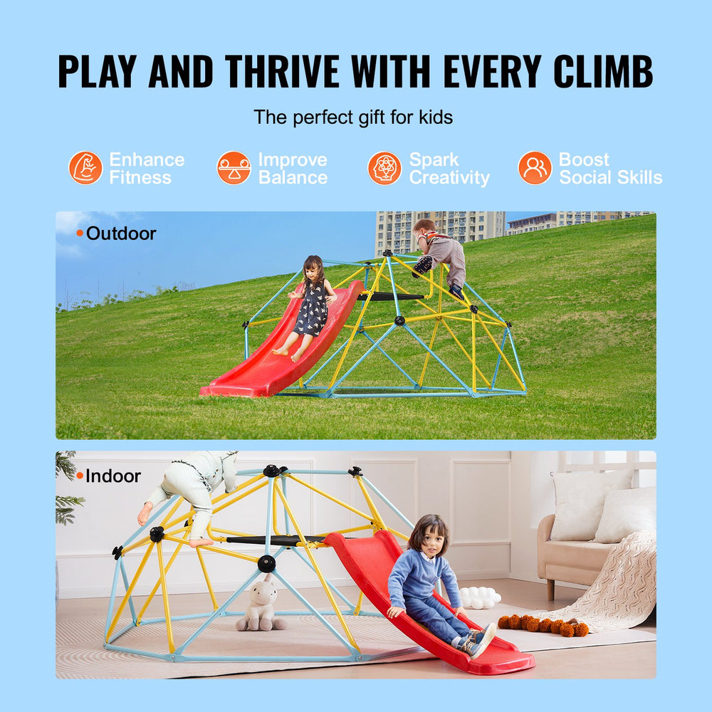 Vevor Climbing Dome 8' Jungle Gym Supports 600 Lbs. Outdoor Play Center with Slide New