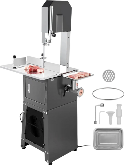 Vevor Commercial Electric Meat Bandsaw 850W with Grinder Stainless Steel 7