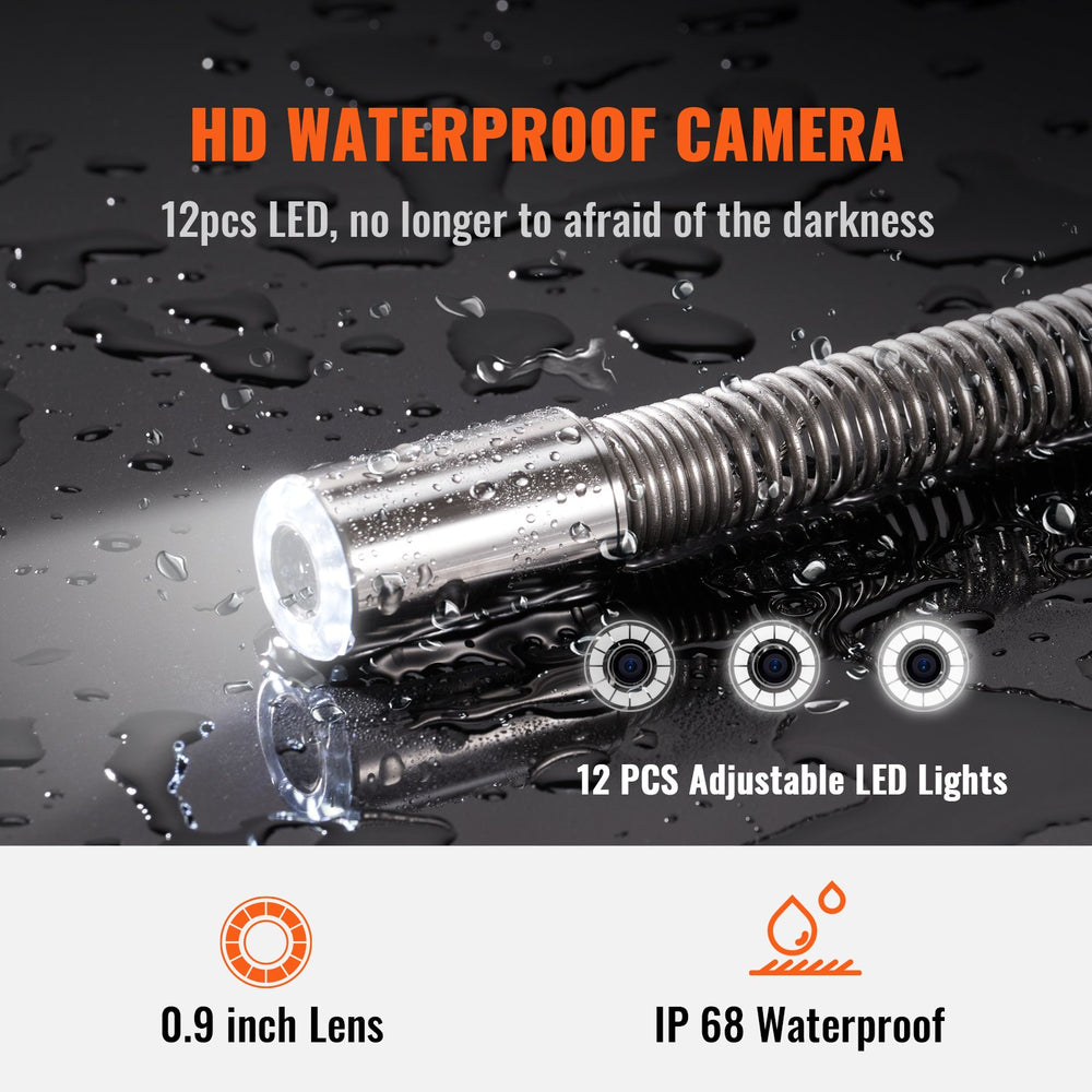 Vevor Sewer Camera 164' Cable Waterproof 9" 720p LCD Display with DVR and 16GB SD Card New