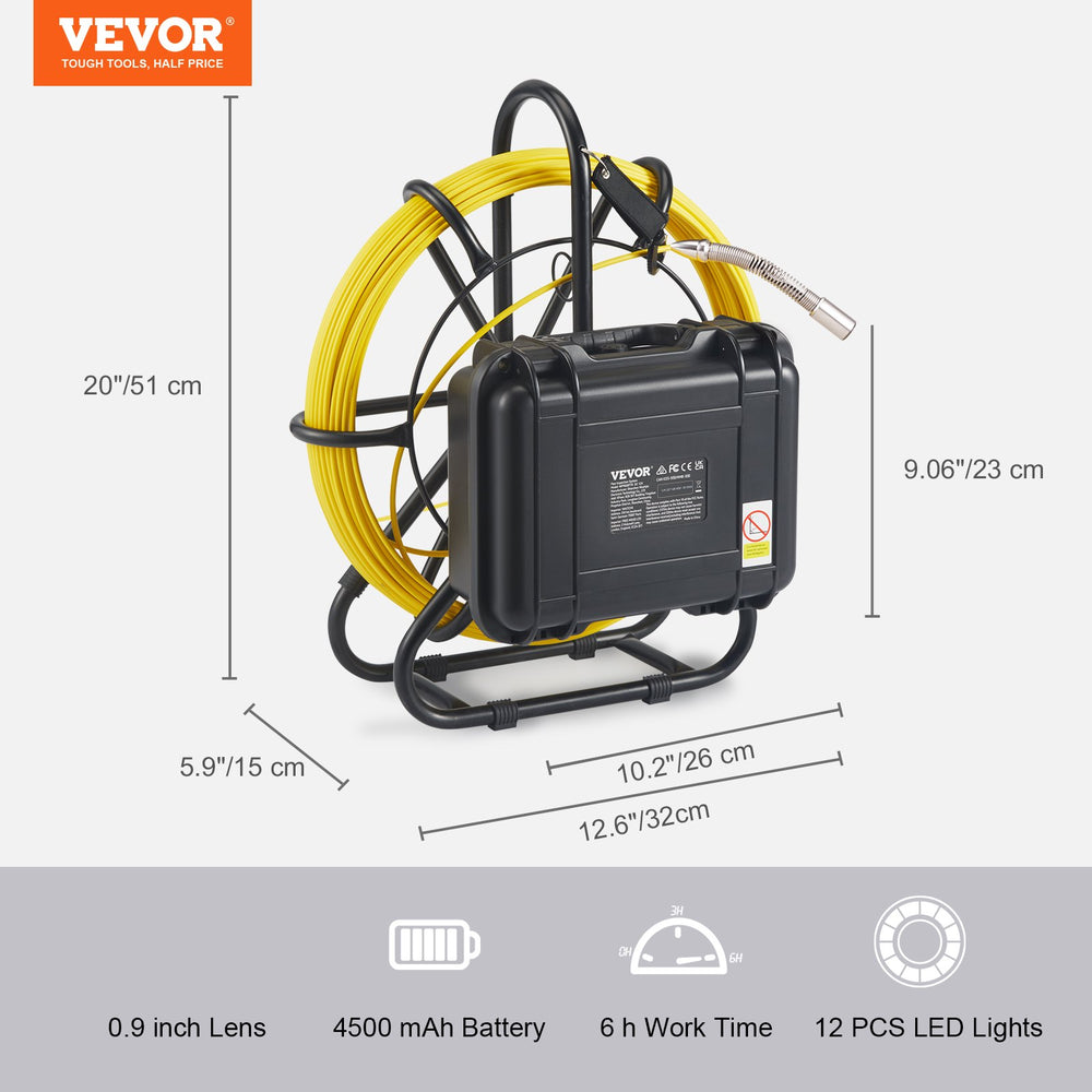 Vevor Sewer Camera 164' Cable Waterproof 9" 720p LCD Display with DVR and 16GB SD Card New