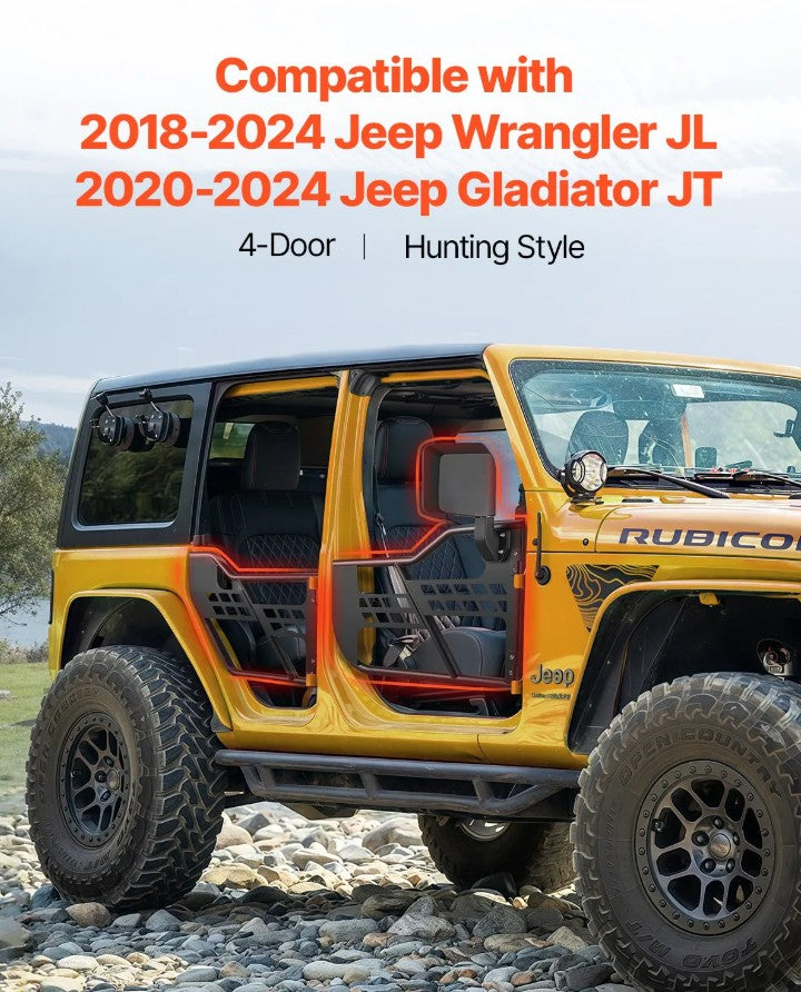 Vevor 4-Door Tube Doors for 2018-2024 Jeep Wrangler JL and Gladiator JT New