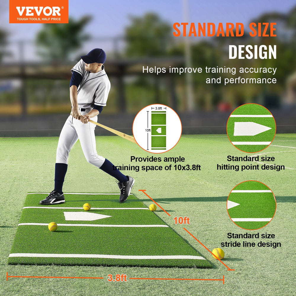 Vevor Batting Mat 10' x 3.8' Anti-Slip Foam Backing Portable for Indoor/Outdoor Use New