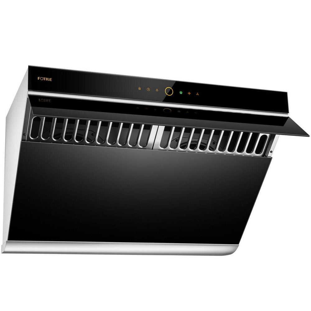 FOTILE 30-inch Prestige Series under-cabinet/wall-mount range hood JQG7505, left side view, open