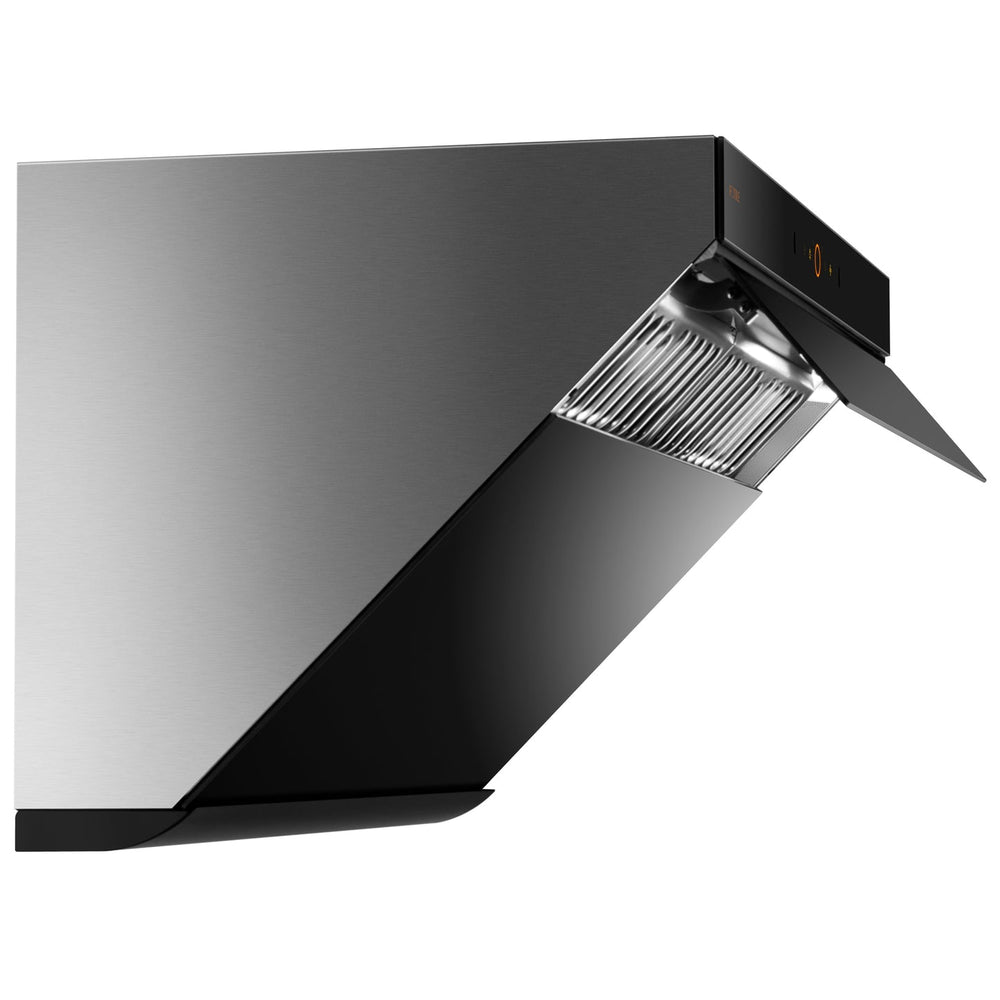 FOTILE 30-inch VentiCore under-cabinet/wall-mount range hood JQG7515, left side view, open