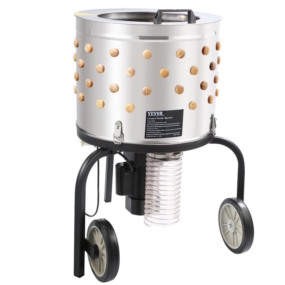 Vevor Chicken Plucker 20" Stainless Steel Drum With 108 Soft Fingers 120V 500W New