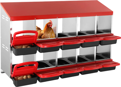 Vevor Chicken Nesting Box 10-Compartment with Roll-Out Egg Tray and Ventilated Design New