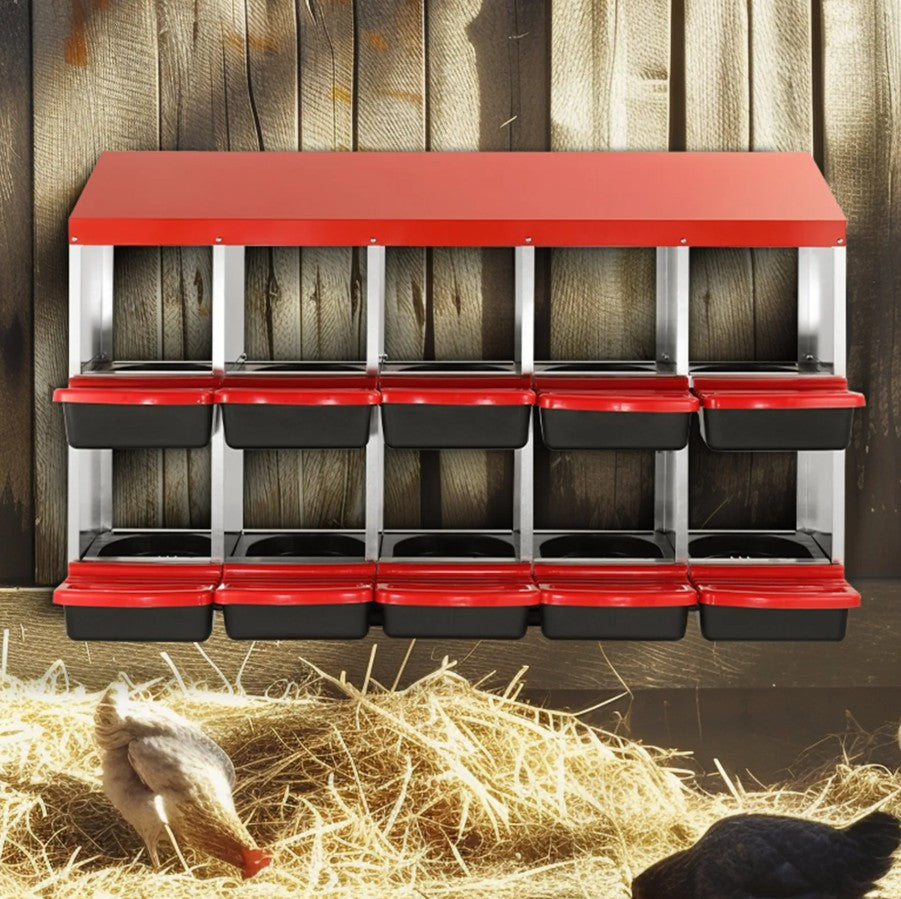 Vevor Chicken Nesting Box 10-Compartment with Roll-Out Egg Tray and Ventilated Design New