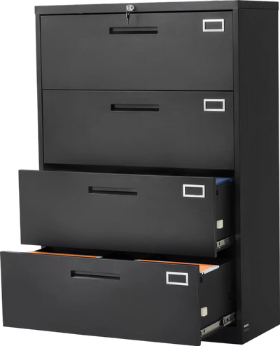 Vevor Metal File Cabinet 4 Drawer with Lock Vertical Filing Storage for Home Office Black New