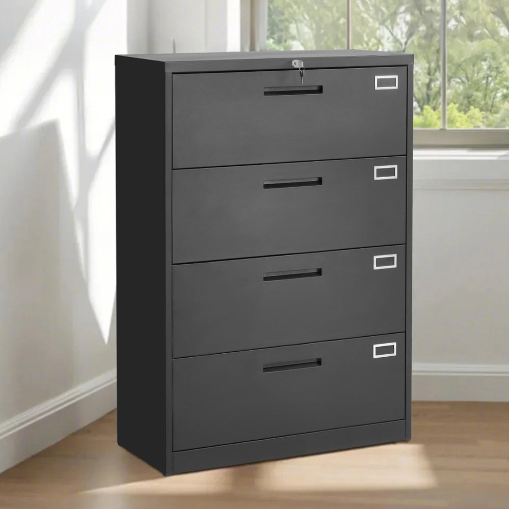Vevor Metal File Cabinet 4 Drawer with Lock Vertical Filing Storage for Home Office Black New